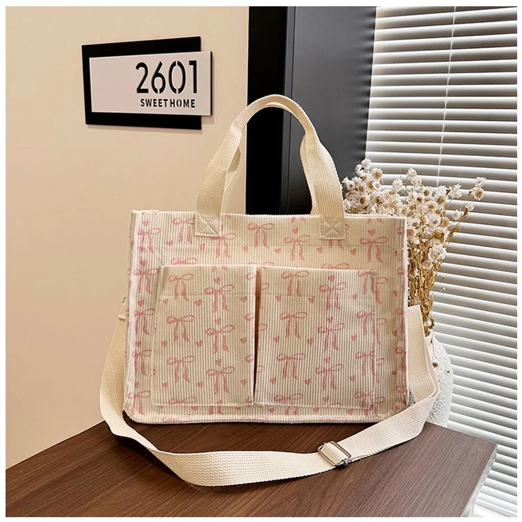 Sweet Strawberry Print Corduroy Shoulder Bags for Women Large Capacity Ladies Multi-Pocket Crossbody Bag Bow Handbags Tote
Sweet Strawberry Print Corduroy Shoulder Bags for Women Large Capacity Ladies Multi-Pocket Crossbody Bag Bow Handbags Tote