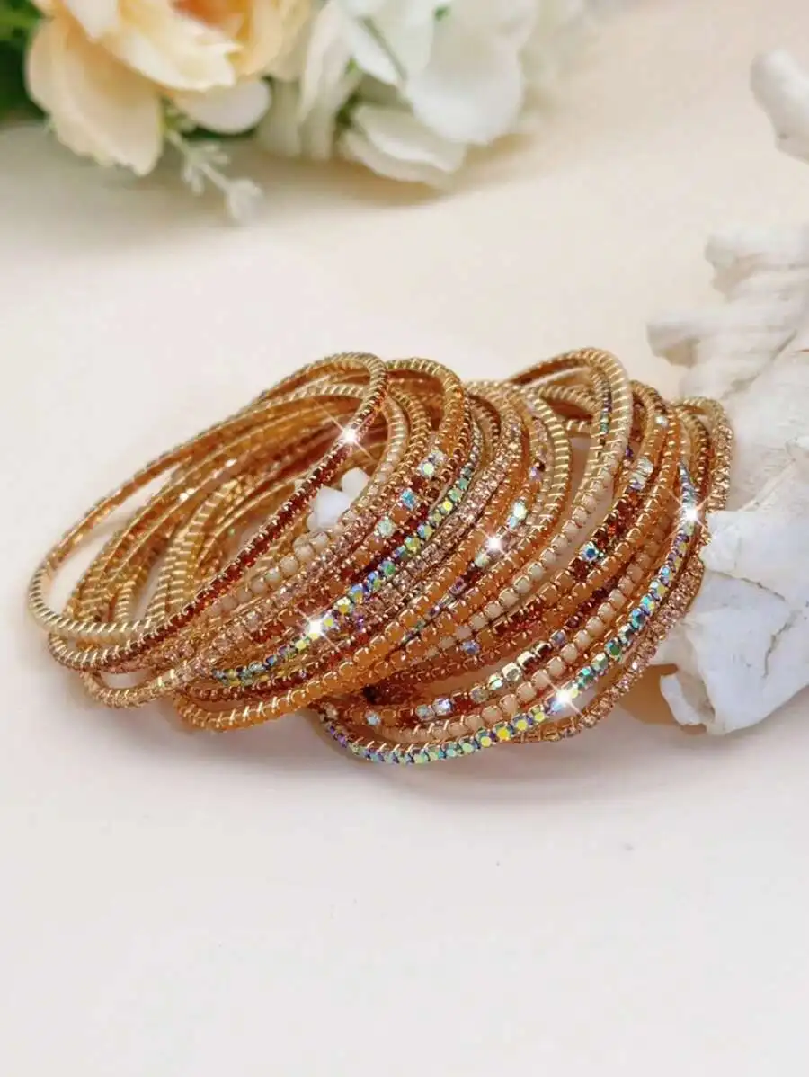 Multilayered Coffee Champagne Color Elastic Stretch Bracelet With Rhinestone Bead Decorations For Daily Wear Party
Multilayered Coffee Champagne Color Elastic Stretch Bracelet With Rhinestone Bead Decorations For Daily Wear Party