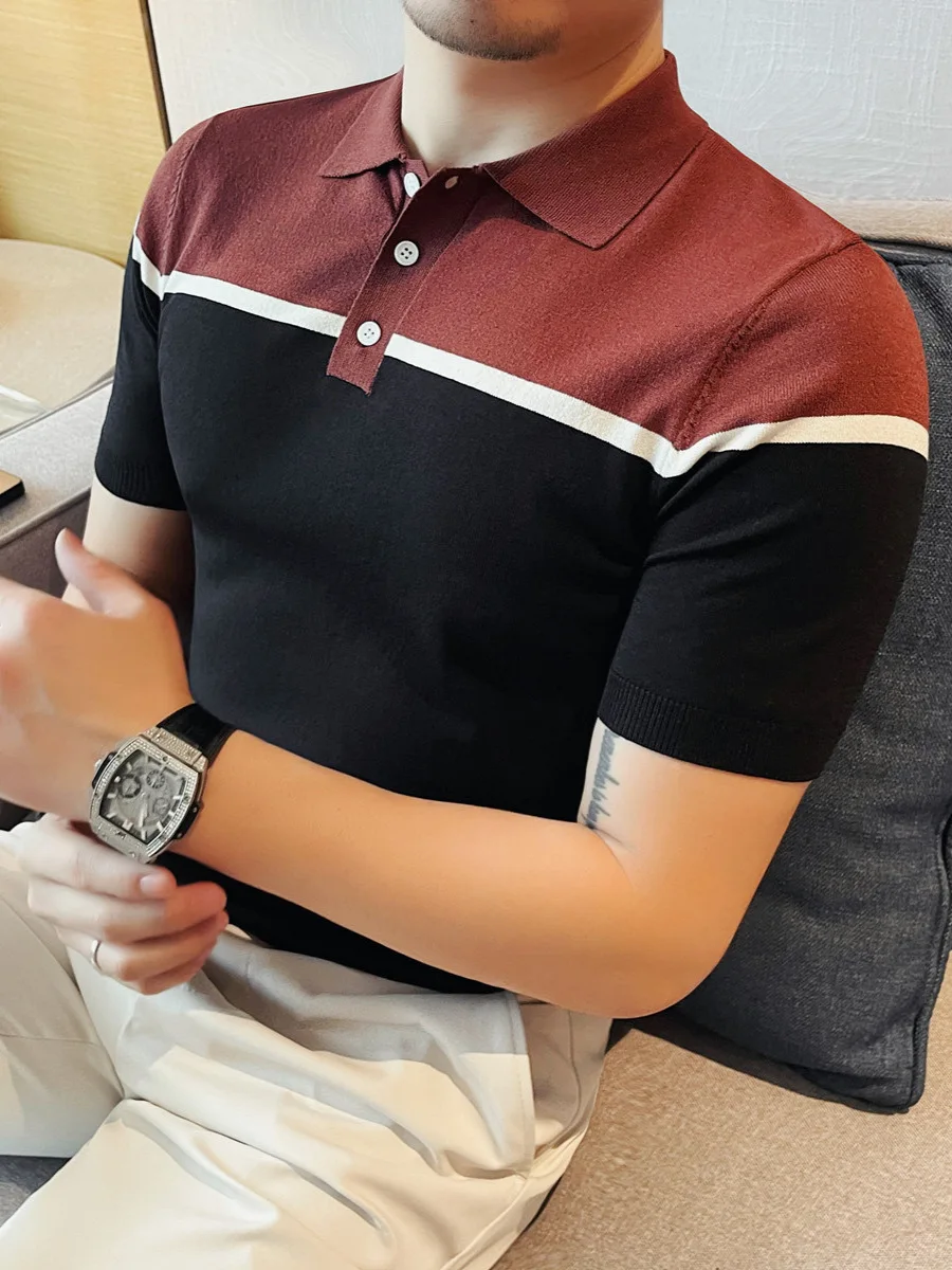 Men's contrasting short sleeved knitted breathable half sleeved ice silk T-shirt with color blocking base
Men's contrasting short sleeved knitted breathable half sleeved ice silk T-shirt with color blocking base