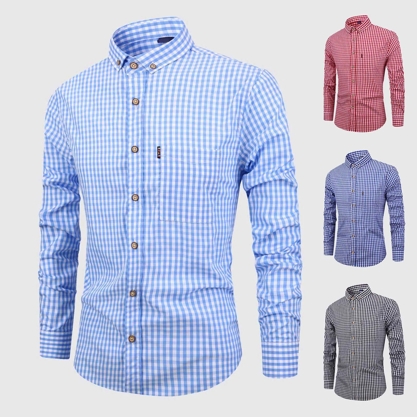 American size new cotton men's shirt long sleeve pocket plaid high quality casual slim breathable casual large size free iron
American size new cotton men's shirt long sleeve pocket plaid high quality casual slim breathable casual large size free iron