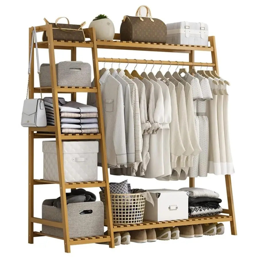 Bamboo Clothing Garment Rack 7 Tier Storage Shelf Coat Clothes Hanging Rack, Portable Wardrobe Closet Organizer With Top Shelf,
Bamboo Clothing Garment Rack 7 Tier Storage Shelf Coat Clothes Hanging Rack, Portable Wardrobe Closet Organizer With Top Shelf,