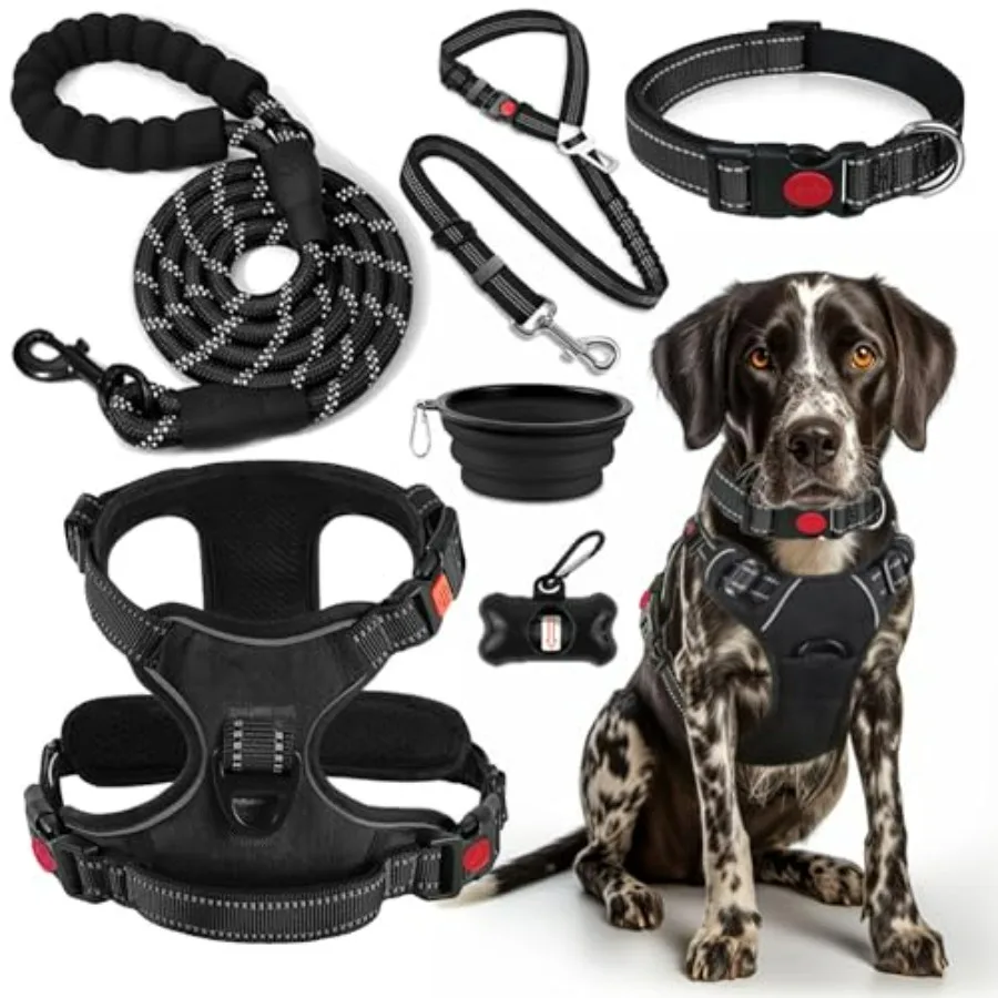 No Pull Dog Harness, Collar and Leash Set Includes Dog Seat Belt, Collapsible Bowls and Poop Bag Dispenser. Ideal for Training,
No Pull Dog Harness, Collar and Leash Set Includes Dog Seat Belt, Collapsible Bowls and Poop Bag Dispenser. Ideal for Training,