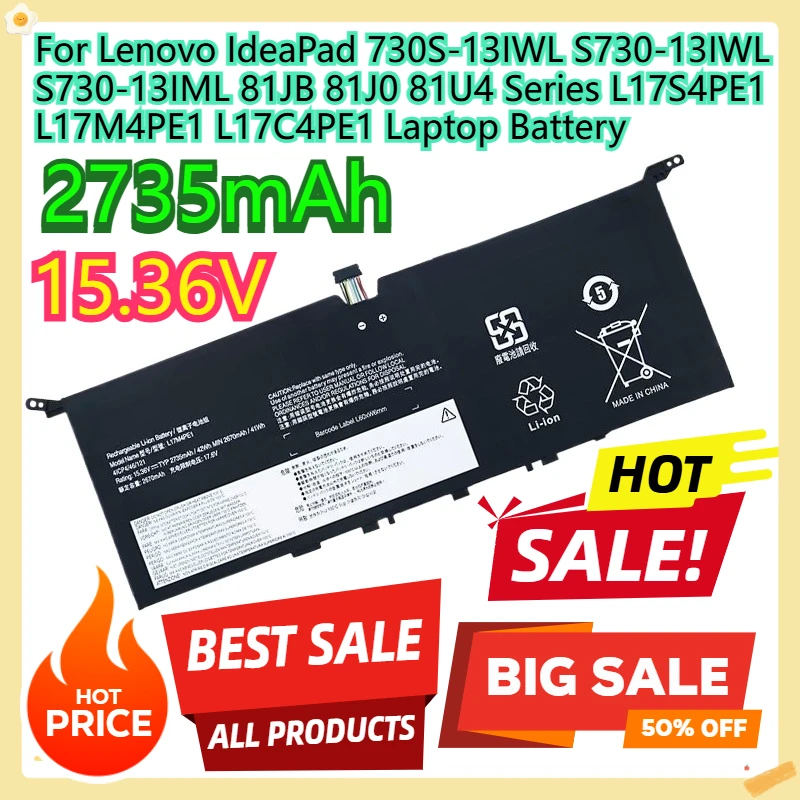 For Lenovo IdeaPad 730S-13IWL S730-13IWL S730-13IML 81JB 81J0 81U4 Series L17S4PE1 L17M4PE1 L17C4PE1 Laptop Battery
For Lenovo IdeaPad 730S-13IWL S730-13IWL S730-13IML 81JB 81J0 81U4 Series L17S4PE1 L17M4PE1 L17C4PE1 Laptop Battery