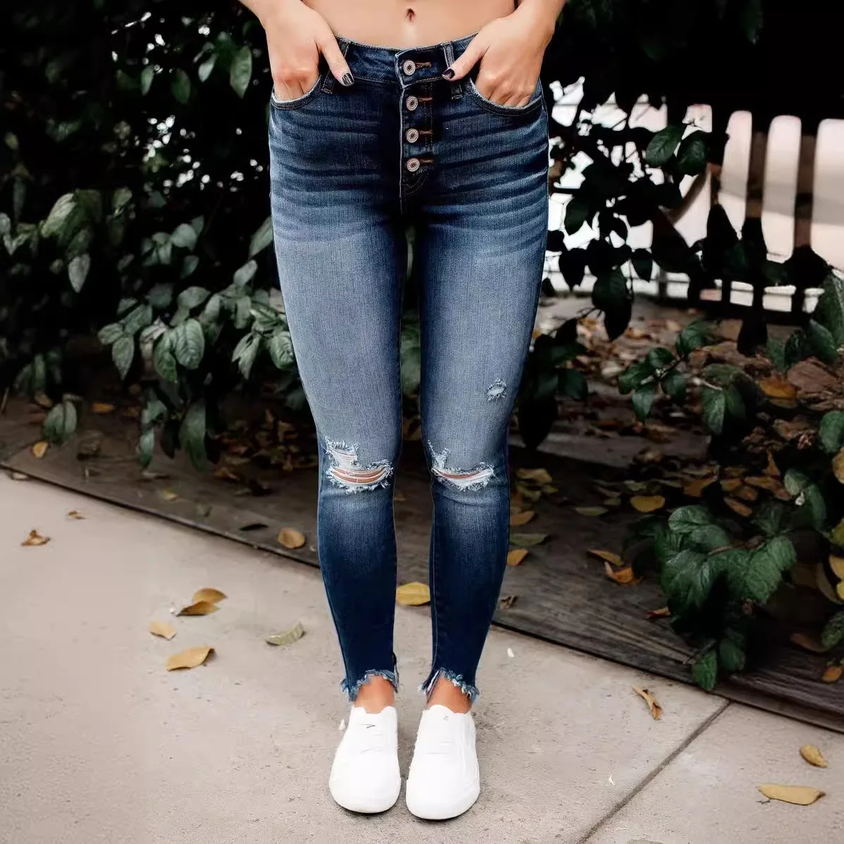 Женские летние эластичные рваные облегающие удобные брюки со средней талией, узкие джинсы, джинсовые брюки
Женские летние эластичные рваные облегающие удобные брюки со средней талией, узкие джинсы, джинсовые брюки
