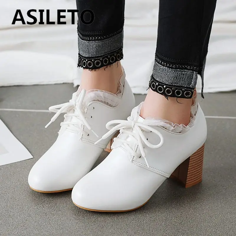 ASILETO 2025 Sweet Female Pumps Round Toe Chunky Heels 7cm Lace Up Large Size 43 44 45 46 Office Lady Daily Soft Women Shoes
ASILETO 2025 Sweet Female Pumps Round Toe Chunky Heels 7cm Lace Up Large Size 43 44 45 46 Office Lady Daily Soft Women Shoes