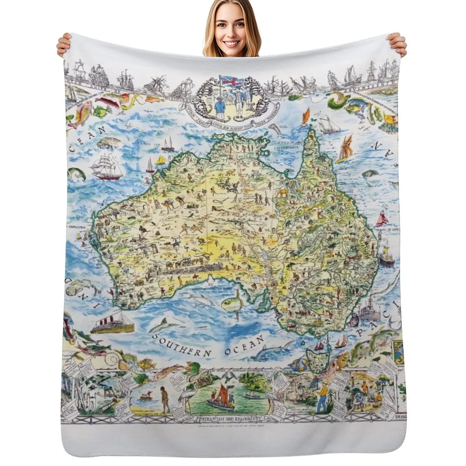 Antique Map of Australia, Patriotism and Resources Throw Blanket Plush Fuzzy Cozy Blanket for Couch Sofa
Antique Map of Australia, Patriotism and Resources Throw Blanket Plush Fuzzy Cozy Blanket for Couch Sofa