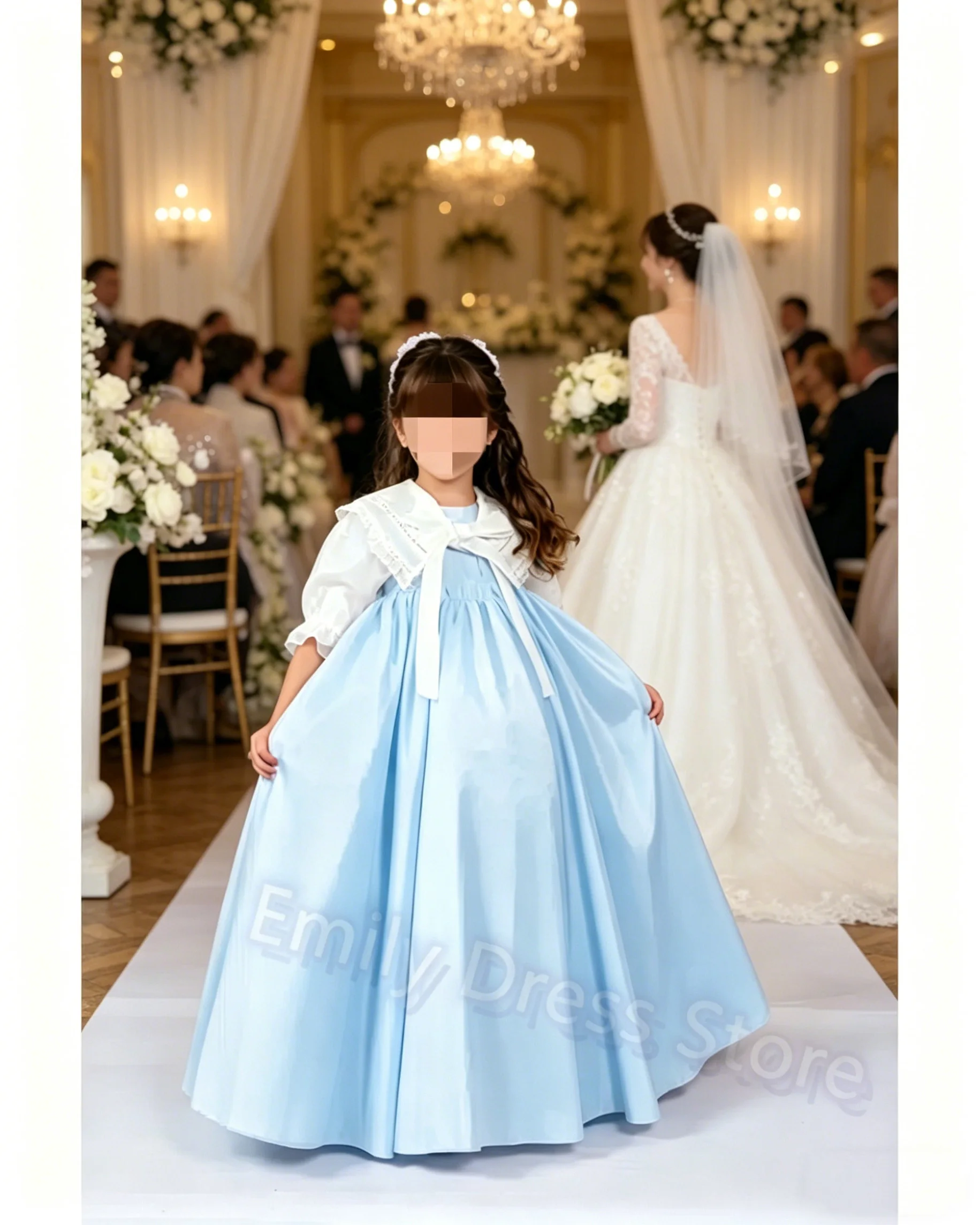 Customized Blue Bridesmaid High Waist Flower Girl Dress For Wedding With Doll Collar Puffy Kids Birthday First Communion Gowns
Customized Blue Bridesmaid High Waist Flower Girl Dress For Wedding With Doll Collar Puffy Kids Birthday First Communion Gowns