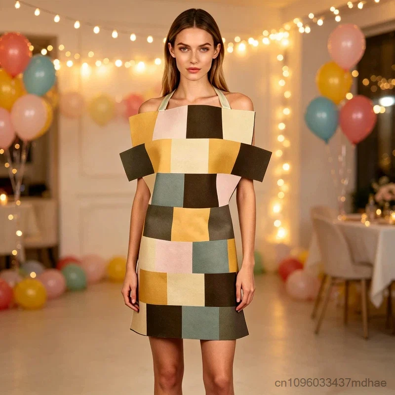 Women Geometric Color Block Dress Novelty Square Patchwork Costume Funny Party Outfit Halloween Carnival Stage Mosaic Outfit
Women Geometric Color Block Dress Novelty Square Patchwork Costume Funny Party Outfit Halloween Carnival Stage Mosaic Outfit