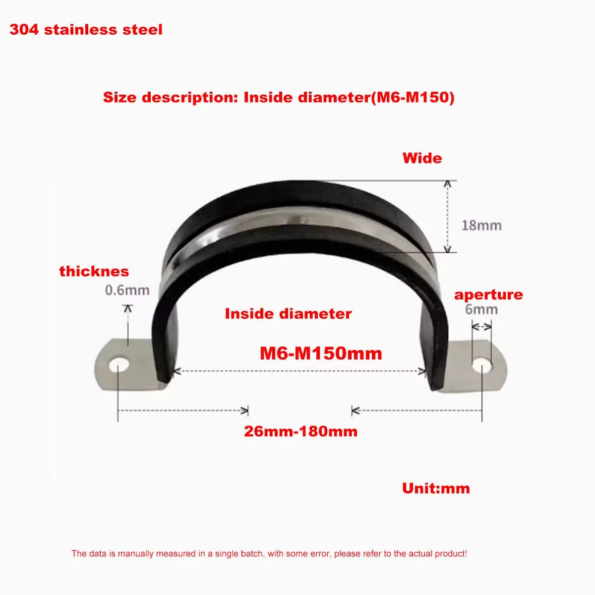 U Type Tube Card Water Pipe Clamp Rubber Strip Shock Absorption Insulation Horseback Saddle Throat Hoop 304 Stainless Steel
U Type Tube Card Water Pipe Clamp Rubber Strip Shock Absorption Insulation Horseback Saddle Throat Hoop 304 Stainless Steel