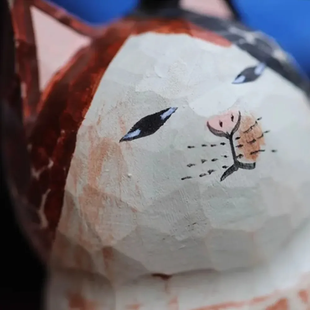Cute Wood Carving Cat Ornament Small Solid Wood Painted Cartoon Cat Sculpture Handmade Simple Style
Cute Wood Carving Cat Ornament Small Solid Wood Painted Cartoon Cat Sculpture Handmade Simple Style