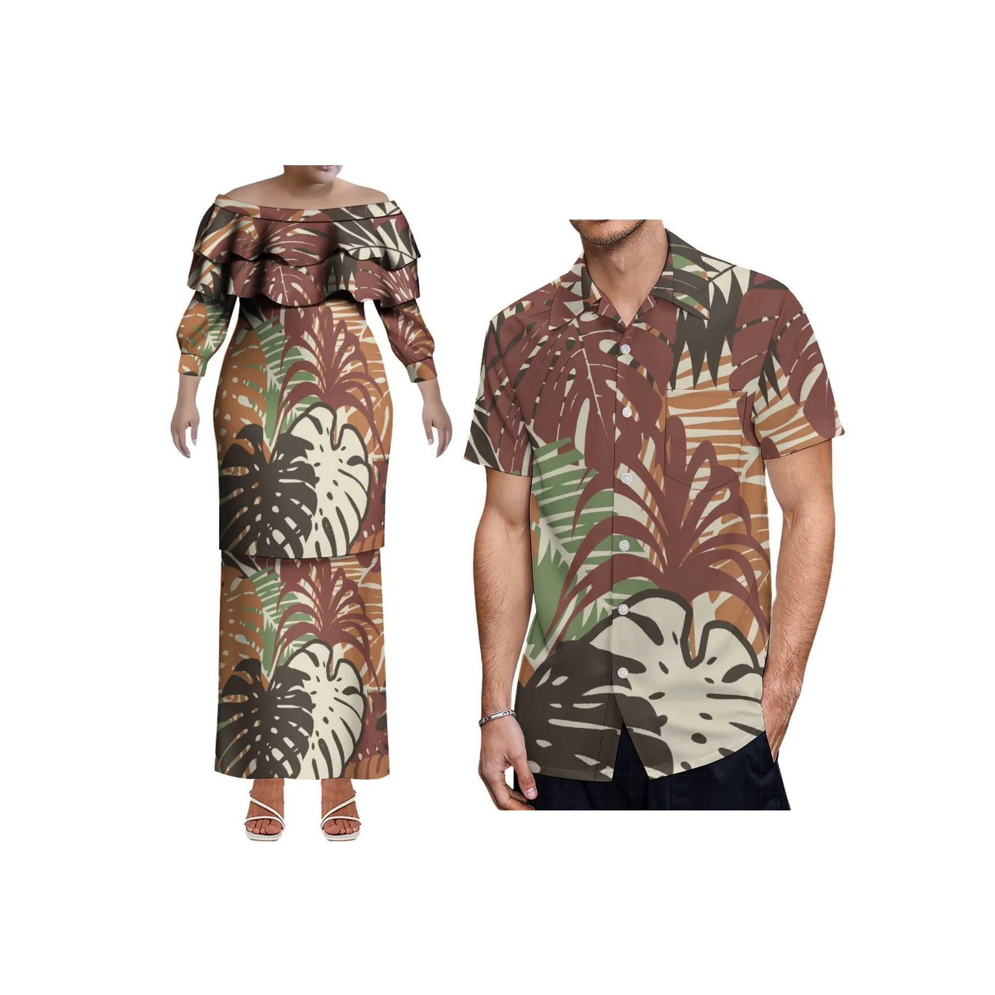 Pacific Island Art Design Customized Plus Size Ladies Long Sleeve Dress Samoa Puletasi Double Layered Ruffle Dress Two Piece Set
Pacific Island Art Design Customized Plus Size Ladies Long Sleeve Dress Samoa Puletasi Double Layered Ruffle Dress Two Piece Set