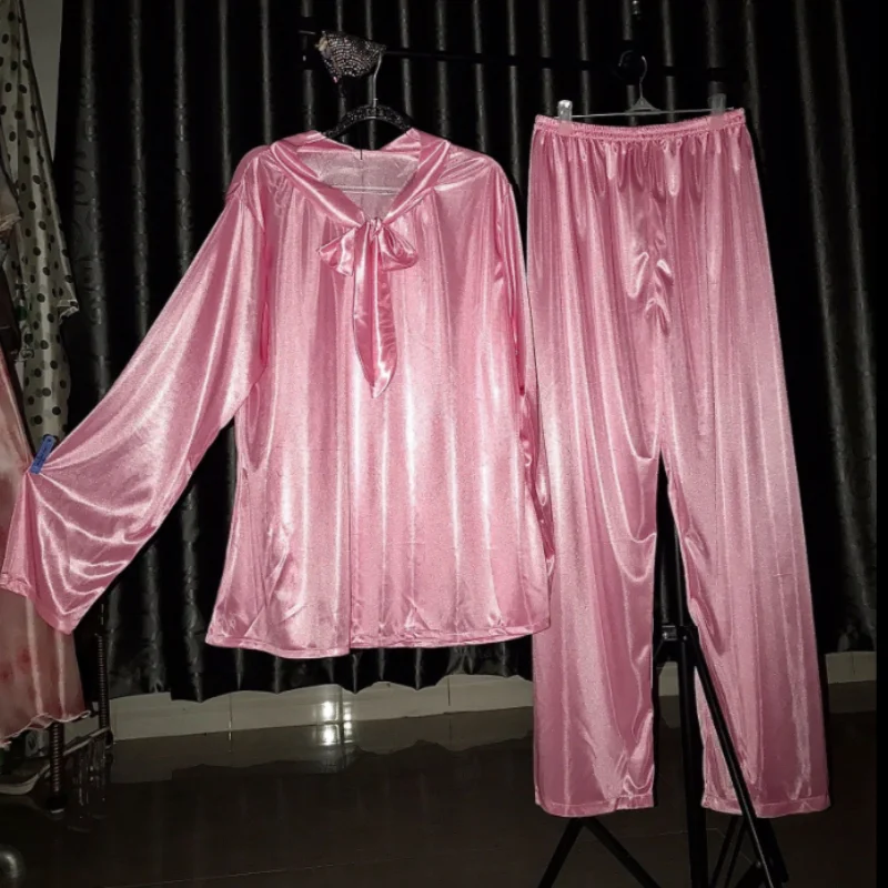 Пара сексуальных атласных шелковых пижам с длинным рукавом и бантом, комплект из 2 предметов, глянцевая мягкая домашняя пижама, свободный комплект для вечеринок больших размеров
Пара сексуальных атласных шелковых пижам с длинным рукавом и бантом, комплект из 2 предметов, глянцевая мягкая домашняя пижама, свободный комплект для вечеринок больших размеров