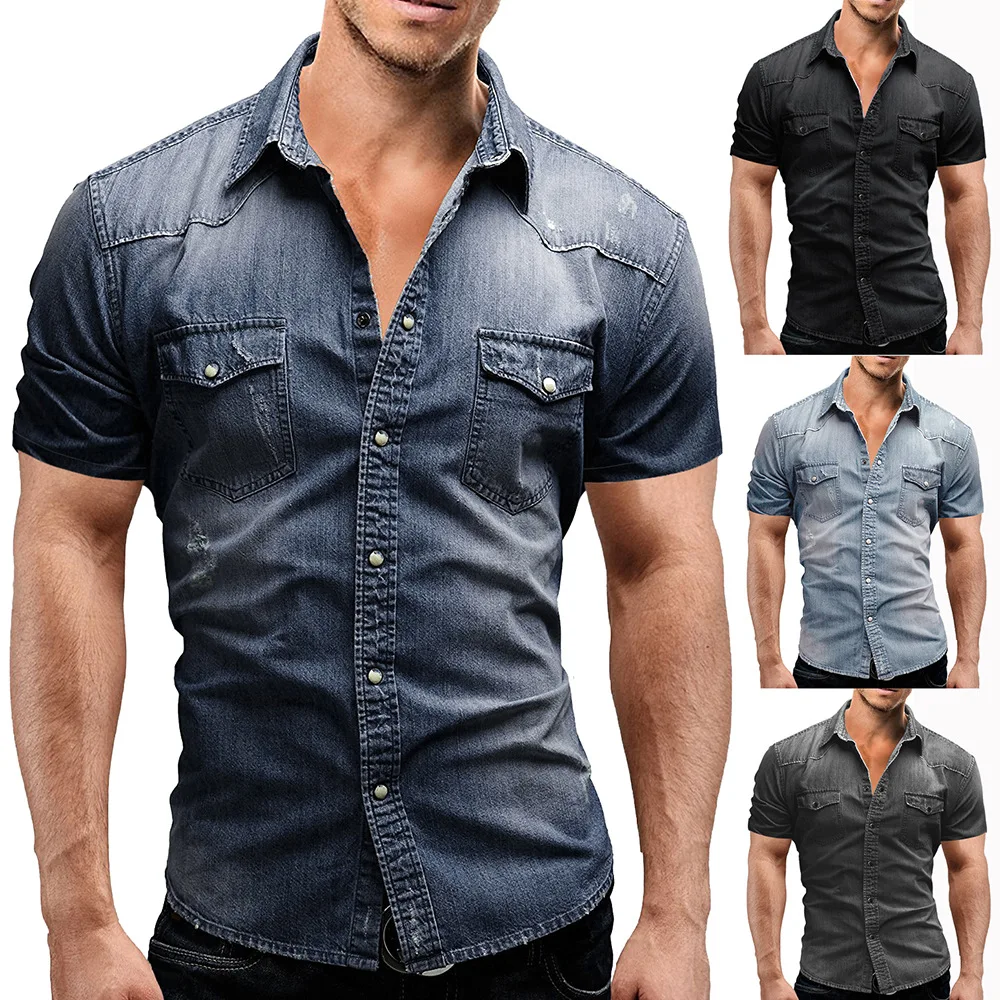 New 2025 Men's Denim Shirt Fashion Short Sleeve Soft Solid Slim Cowboy Tops Men Trend Streetwear Vintage Casual Cardigan T-shirt
New 2025 Men's Denim Shirt Fashion Short Sleeve Soft Solid Slim Cowboy Tops Men Trend Streetwear Vintage Casual Cardigan T-shirt