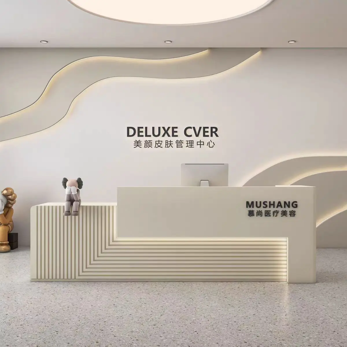 #Small modern white wood eco-friendly adjustable height reception beauty clinic salon gym mall cash register use
#Small modern white wood eco-friendly adjustable height reception beauty clinic salon gym mall cash register use