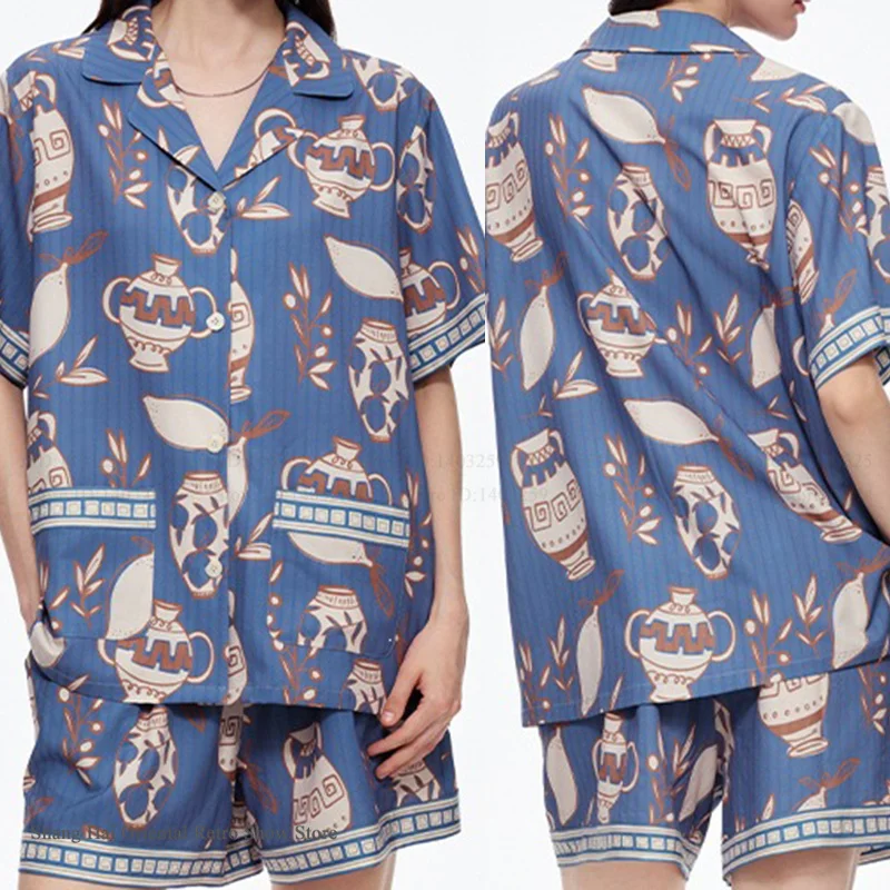 Printed Cartoon Pajamas Set Loungewear Summer New Short Sleeve Shorts Pijamas Suit Loose Casual Silk Satin Sleepwear Homewear
Printed Cartoon Pajamas Set Loungewear Summer New Short Sleeve Shorts Pijamas Suit Loose Casual Silk Satin Sleepwear Homewear