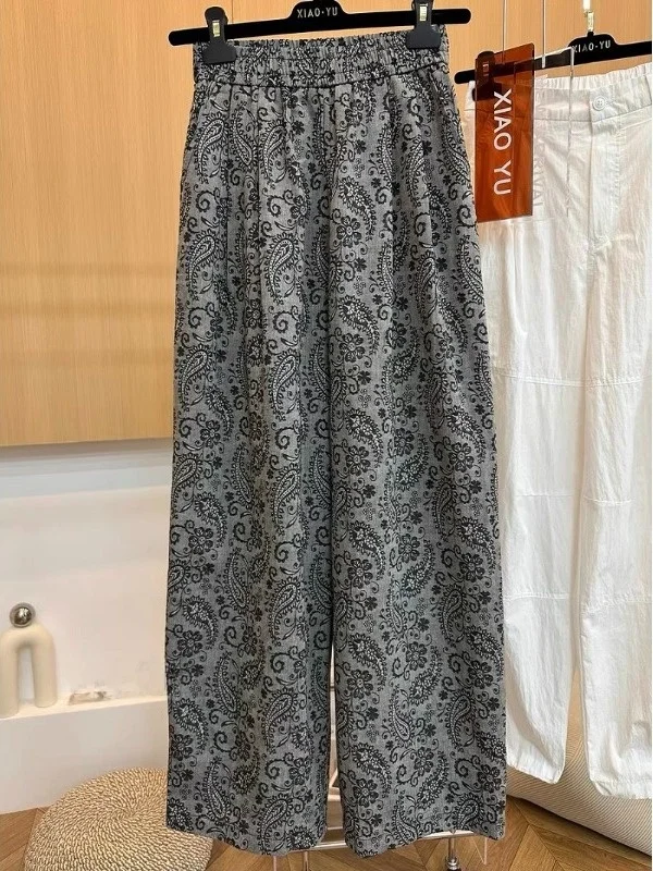 Vintage High Waist Wide Leg Pants Loose Fit Straight Cut Printed Elastic Waist Slimming Summer New Style Women's Casual Trousers
Vintage High Waist Wide Leg Pants Loose Fit Straight Cut Printed Elastic Waist Slimming Summer New Style Women's Casual Trousers