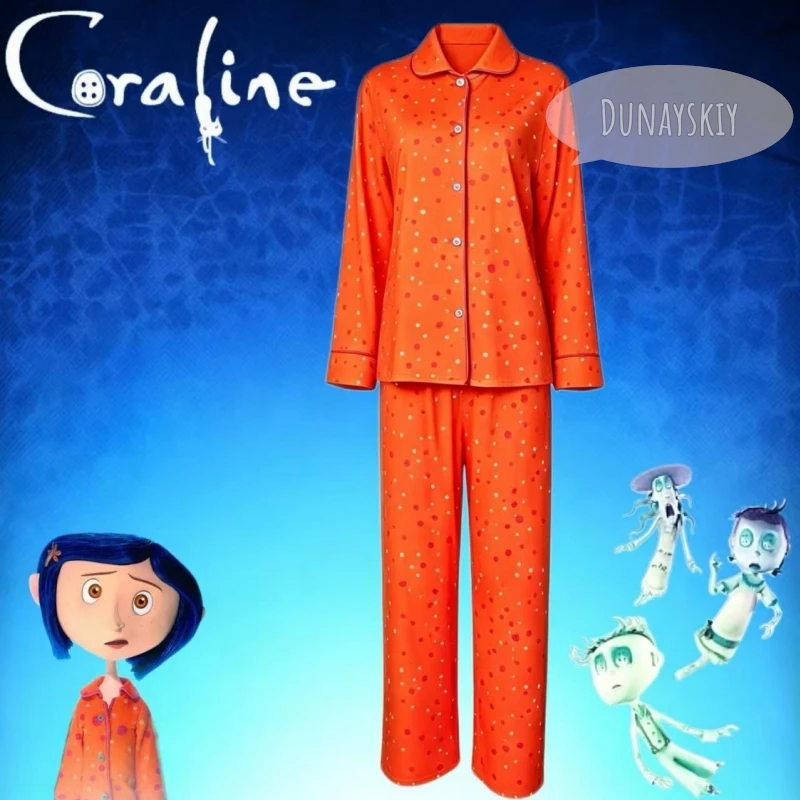 Coraline Cosplay Pajamas Orange Polka Dot Button-Up Loungewear Set For Halloween And Movie Cosplay Loose Long Sleeve & Long Pant
Coraline Cosplay Pajamas Orange Polka Dot Button-Up Loungewear Set For Halloween And Movie Cosplay Loose Long Sleeve & Long Pant