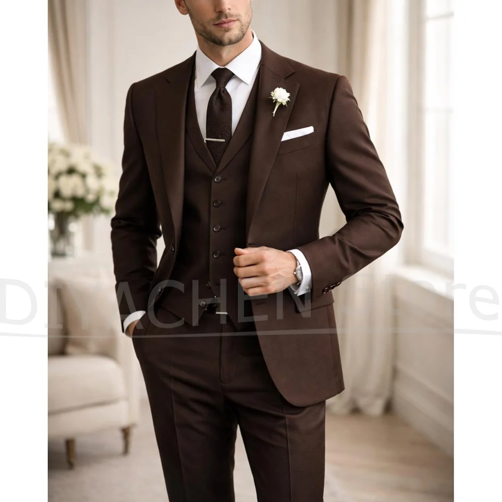 Dark Brown Men Suit 3 Piece Slim Fit Single Breasted Formal Wedding Party Business Tuxedo Jacket Vest And Trousers For Men
Dark Brown Men Suit 3 Piece Slim Fit Single Breasted Formal Wedding Party Business Tuxedo Jacket Vest And Trousers For Men