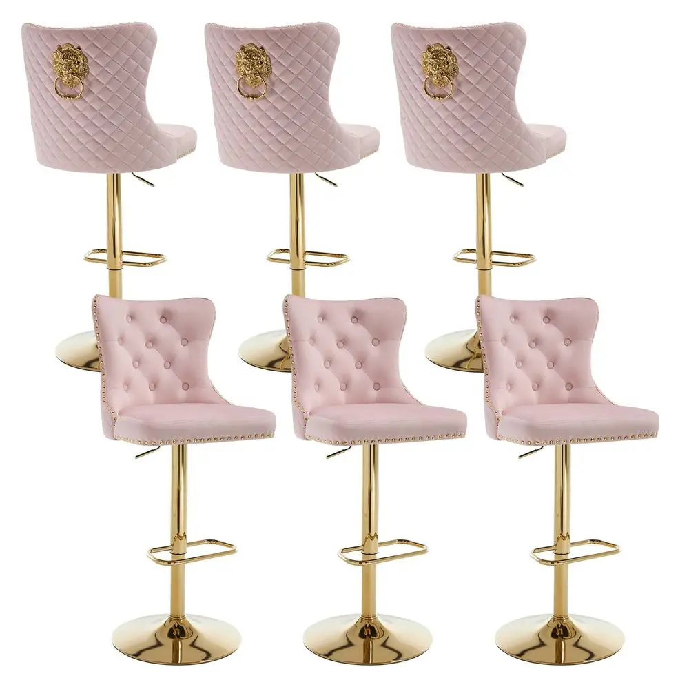 Bar Stools Set of 6, Adjustable Swivel Bar Stools with Golden Metal Legs and Footrest, Sturdy Steel Base with Rubber Ring for K
Bar Stools Set of 6, Adjustable Swivel Bar Stools with Golden Metal Legs and Footrest, Sturdy Steel Base with Rubber Ring for K