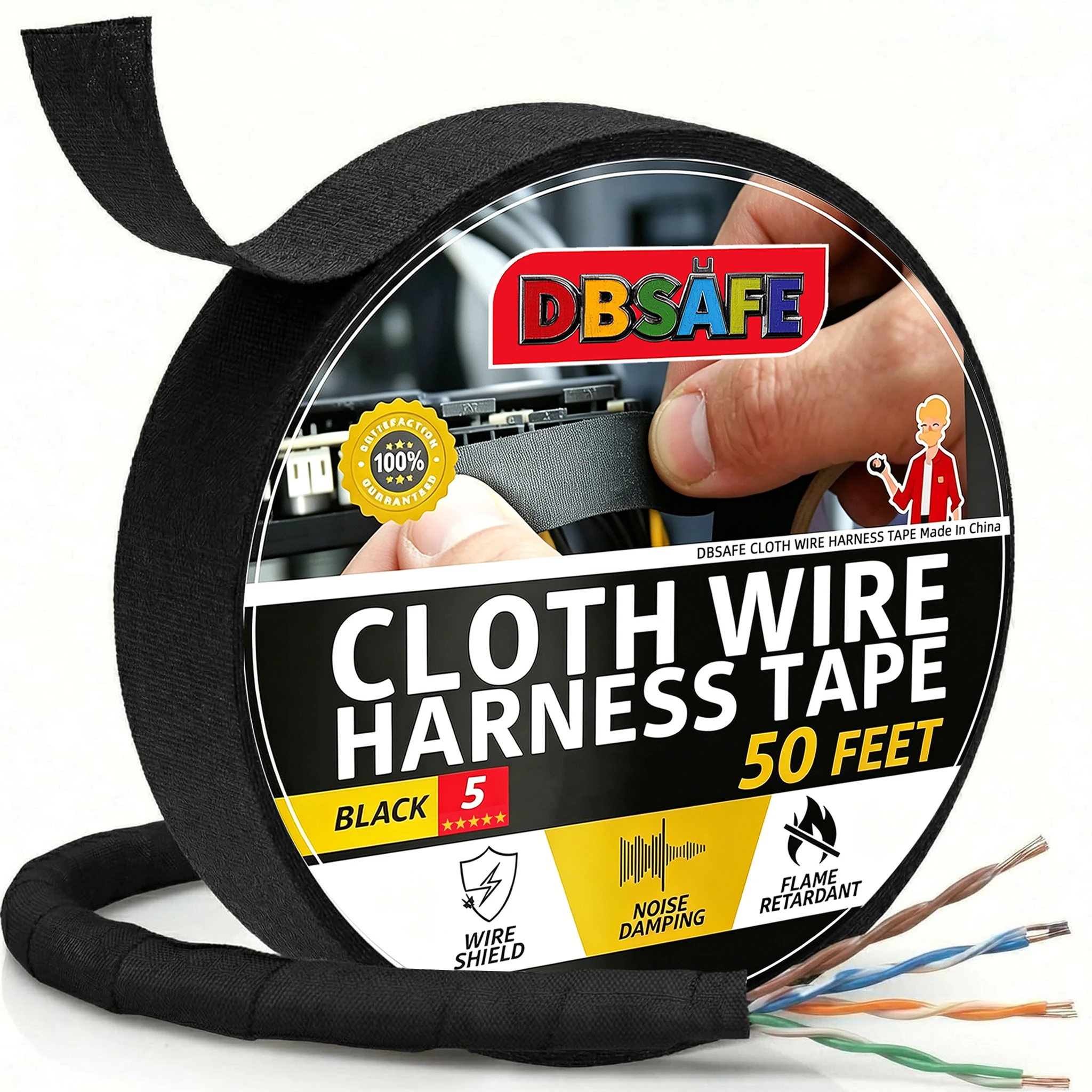 3/4-Inch 50-Foot (1-10Pack) DBsafe Wire Harness Tape High Temp Wiring Loom Self-Adhesive Cloth Electrical Tape Automotive Noise
3/4-Inch 50-Foot (1-10Pack) DBsafe Wire Harness Tape High Temp Wiring Loom Self-Adhesive Cloth Electrical Tape Automotive Noise