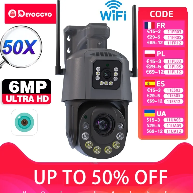 6MP Wifi PTZ IP Camera Outdoor Dual Lens Dual Screen 50x 30X Zoom Human Detection Wireless CCTV Security Surveillance Camera 2K
6MP Wifi PTZ IP Camera Outdoor Dual Lens Dual Screen 50x 30X Zoom Human Detection Wireless CCTV Security Surveillance Camera 2K