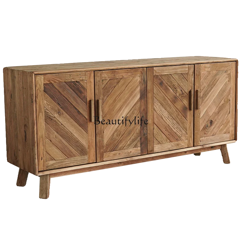 Wabi-Sabi Style Solid Wood Spliced Sideboard Four-Door Storage Vintage Old Pine Entrance Cabinet
Wabi-Sabi Style Solid Wood Spliced Sideboard Four-Door Storage Vintage Old Pine Entrance Cabinet