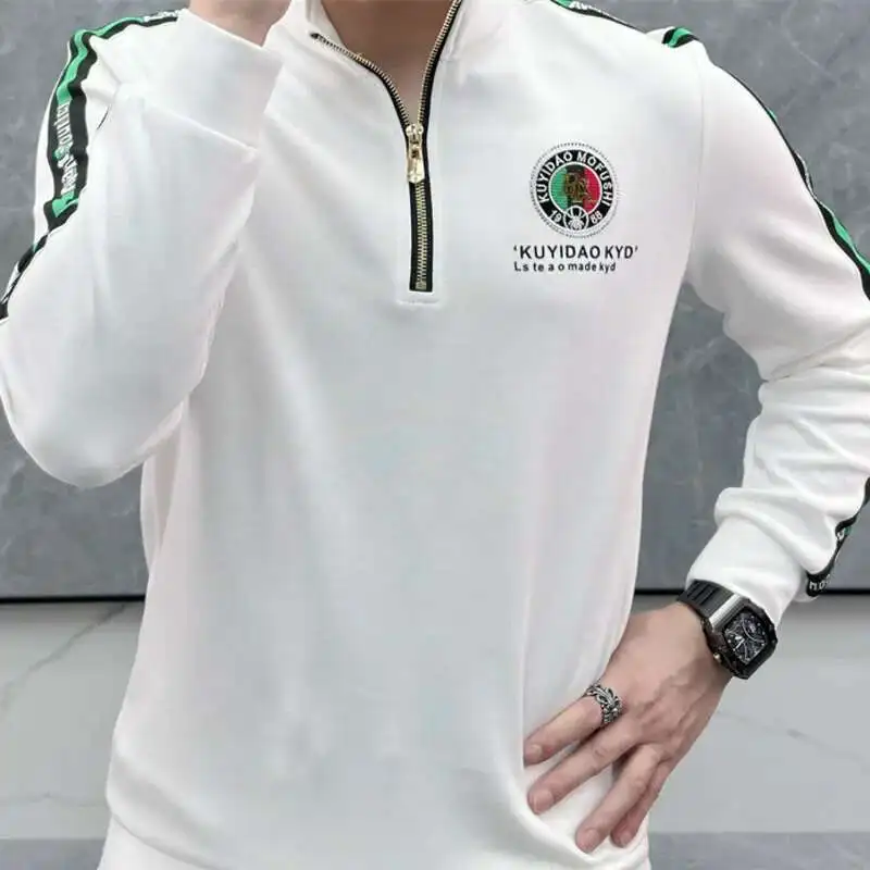 Casual Zipper Half Turtleneck Tee Shirt Polo Hombre European Ribbon Splicing Long Sleeve T-shirt Social Club Clothing Designer
Casual Zipper Half Turtleneck Tee Shirt Polo Hombre European Ribbon Splicing Long Sleeve T-shirt Social Club Clothing Designer