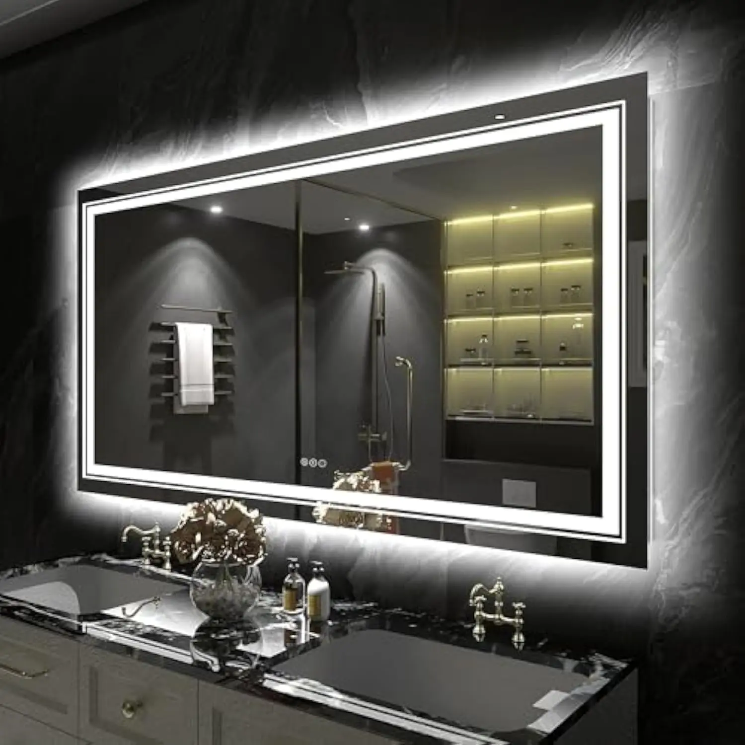 55X30 Large Led Bathroom Mirror with Lights, Front and Backlit Lighted Bathroom Mirror for Wall, Dimmable Led Vanity Mirror, an
55X30 Large Led Bathroom Mirror with Lights, Front and Backlit Lighted Bathroom Mirror for Wall, Dimmable Led Vanity Mirror, an