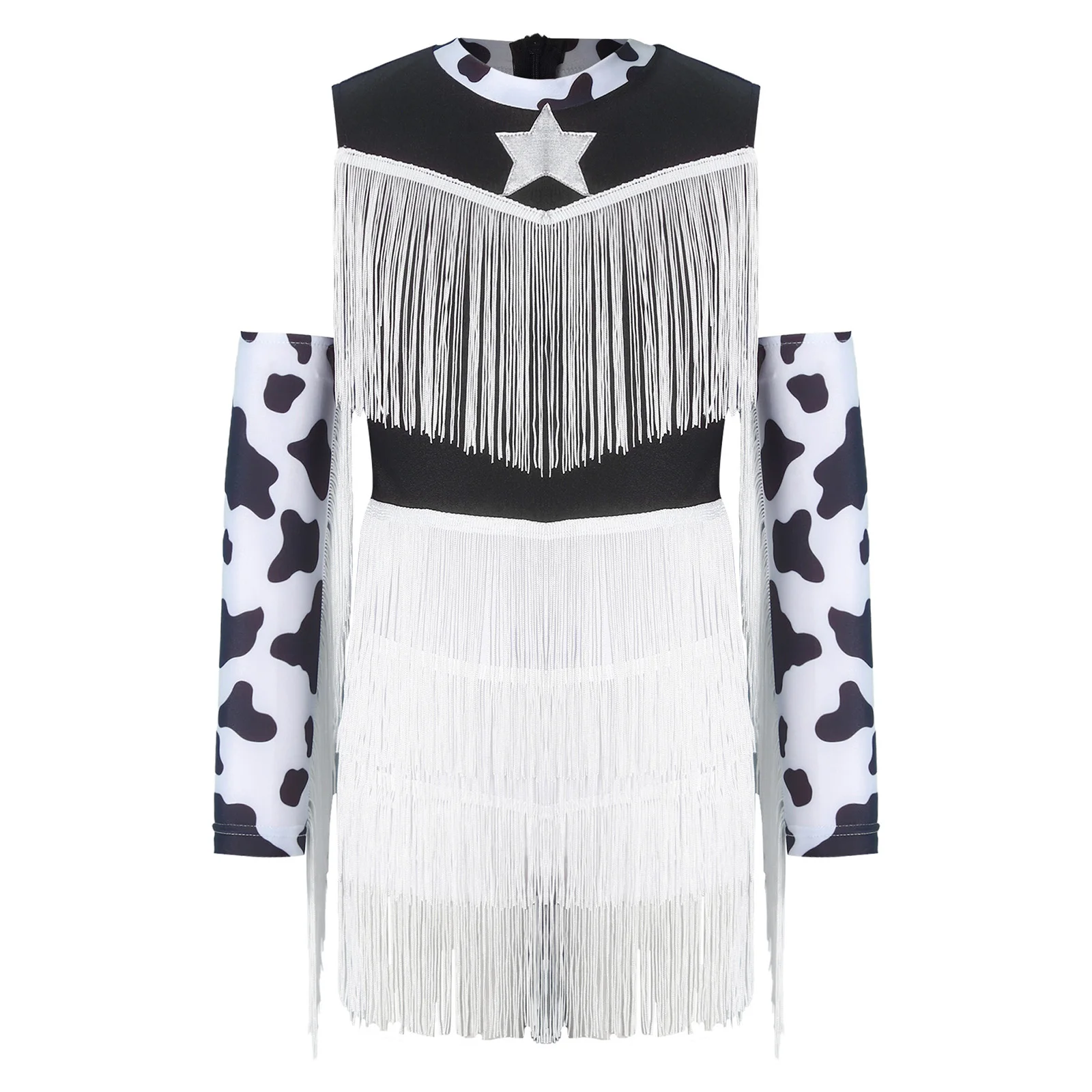 Kids Girls Cowgirl Costume 2 Pieces Dance Outfit Printed Sleeveless Layered Tassel Contrast Color Jumpsuit with Fringed Gloves
Kids Girls Cowgirl Costume 2 Pieces Dance Outfit Printed Sleeveless Layered Tassel Contrast Color Jumpsuit with Fringed Gloves