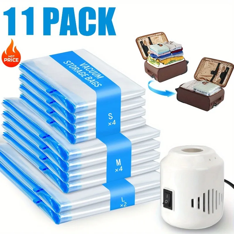 11Pcs Vacuum Storage Bags with Electric Pump,Vacuum Compression Bag Electric Pump Suction,Electric Air Pump for Vacuum Bags
11Pcs Vacuum Storage Bags with Electric Pump,Vacuum Compression Bag Electric Pump Suction,Electric Air Pump for Vacuum Bags