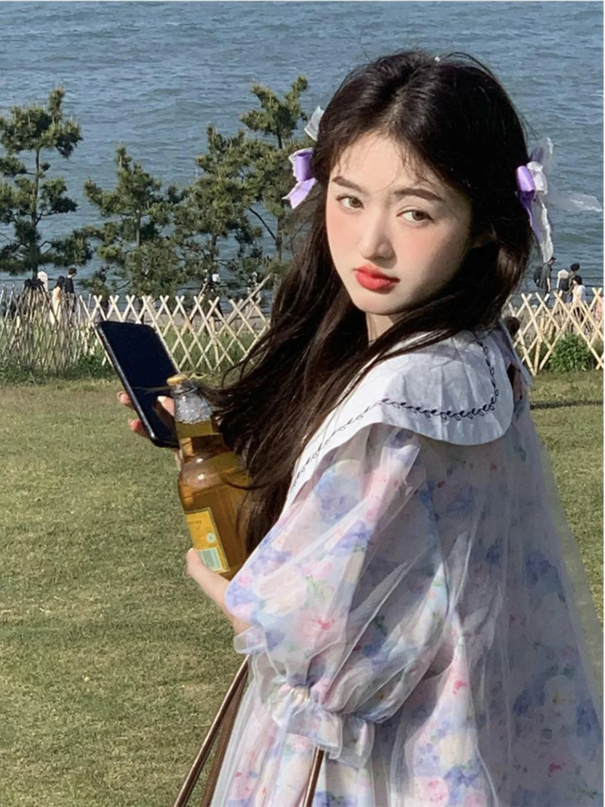 Sweet loose design chic doll collar purple floral lantern sleeve dress Female Summer chiffon fairy wind beach holiday wind dres
Sweet loose design chic doll collar purple floral lantern sleeve dress Female Summer chiffon fairy wind beach holiday wind dres
