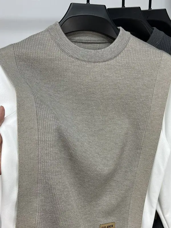 Модный вязаный свитер с лоскутным узором, имитация двухслойности, мужской, осенне-зимний, молодежный, универсальный, с длинным рукавом, базовый слой, топ
Модный вязаный свитер с лоскутным узором, имитация двухслойности, мужской, осенне-зимний, молодежный, универсальный, с длинным рукавом, базовый слой, топ