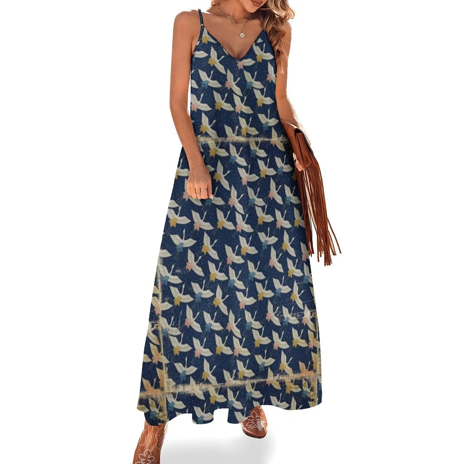 Vintage Japanese Paper Texture Birds Sleeveless Dress Woman's evening dress loose women's dress
Vintage Japanese Paper Texture Birds Sleeveless Dress Woman's evening dress loose women's dress