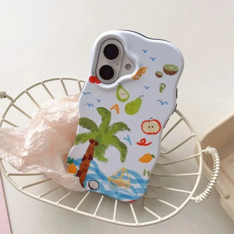 Summer Fresh Sea Coconut Tree Pattern Phone Case For IPhone 17 16 15 14 13 Pro Max 2 IN 1 Wave Edges Shockproof Protective Cover
Summer Fresh Sea Coconut Tree Pattern Phone Case For IPhone 17 16 15 14 13 Pro Max 2 IN 1 Wave Edges Shockproof Protective Cover