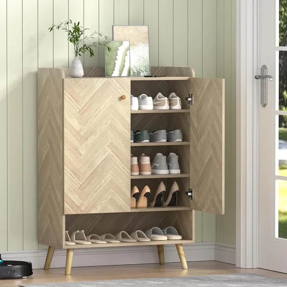Shoe Cabinet with Doors, 5-Tier with Adjustable Shelves, Wooden Narrow Shoes Rack Shoe Storage Organizer
Shoe Cabinet with Doors, 5-Tier with Adjustable Shelves, Wooden Narrow Shoes Rack Shoe Storage Organizer