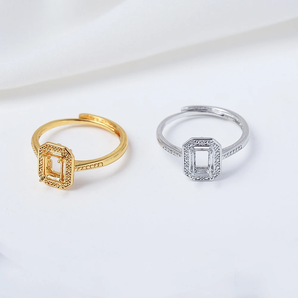 3Pcs 5x7mm Rectangle Adjustable Ring Settings Brass 18K Gold Plated 4 Claw Semi Mount Ring Blank For DIY Rings Jewelry Making
3Pcs 5x7mm Rectangle Adjustable Ring Settings Brass 18K Gold Plated 4 Claw Semi Mount Ring Blank For DIY Rings Jewelry Making