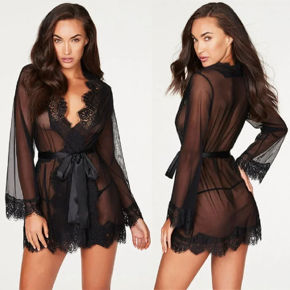 Summer Pajamas Lace Sexy Lingerie Woman Robe Babydoll Erotic Transparent Dress Black Nightdress Gowns
Summer Pajamas Lace Sexy Lingerie Woman Robe Babydoll Erotic Transparent Dress Black Nightdress Gowns