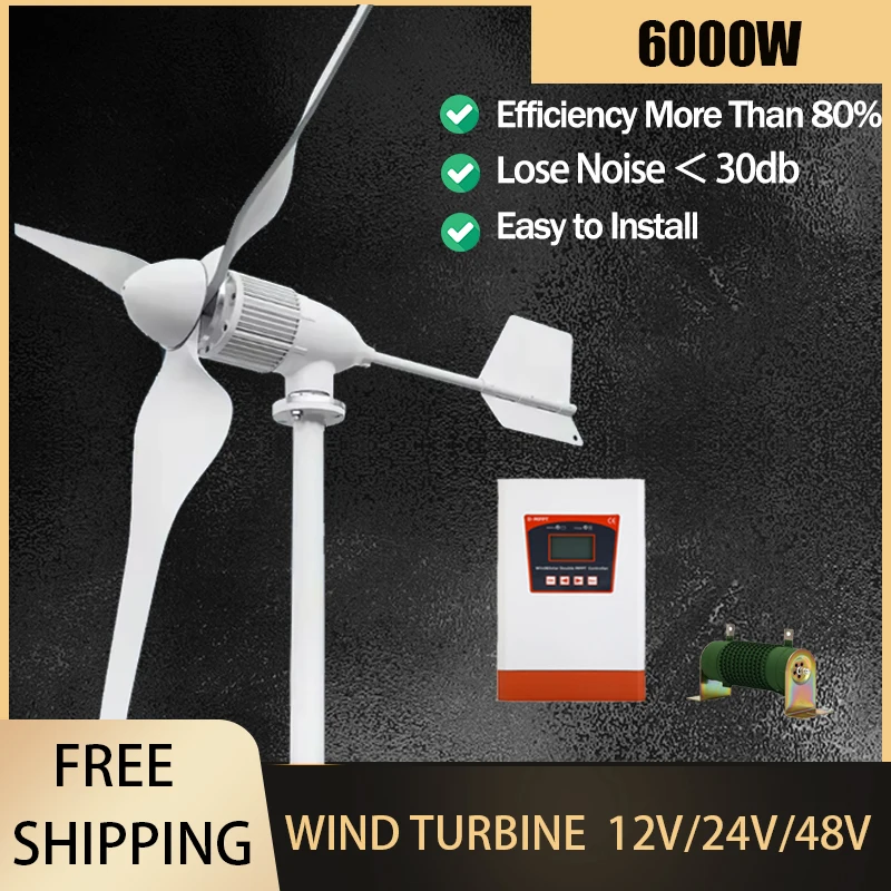 China Factory 6KW Wind Generator 12V 24V 48V DC to 110V 220V AC Home System Free Green Alternative Energy Solar Panels
China Factory 6KW Wind Generator 12V 24V 48V DC to 110V 220V AC Home System Free Green Alternative Energy Solar Panels