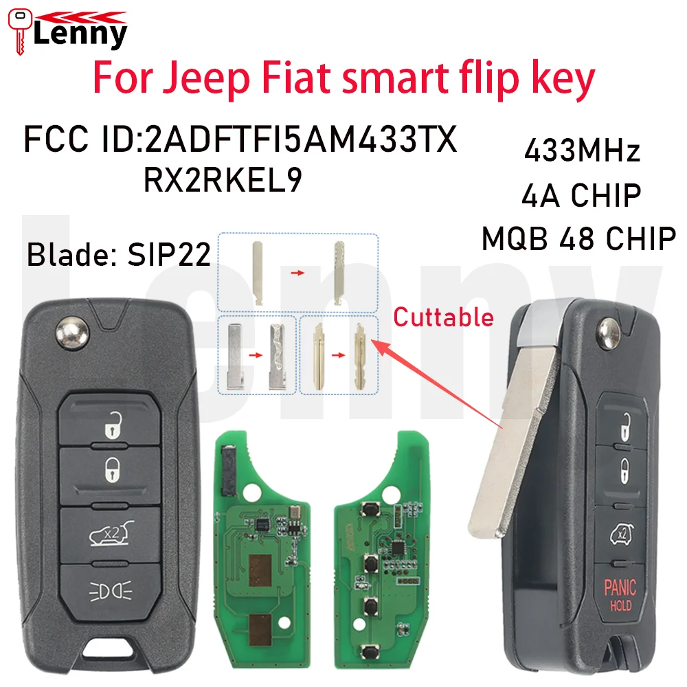 Lenny FCC:2ADFTFI5AM433TX 433MHz MQB48/4Achip SIP22 car smart remote flip key for Jeep Renegade Fiat 500 500X 500L 2016 2017 201
Lenny FCC:2ADFTFI5AM433TX 433MHz MQB48/4Achip SIP22 car smart remote flip key for Jeep Renegade Fiat 500 500X 500L 2016 2017 201