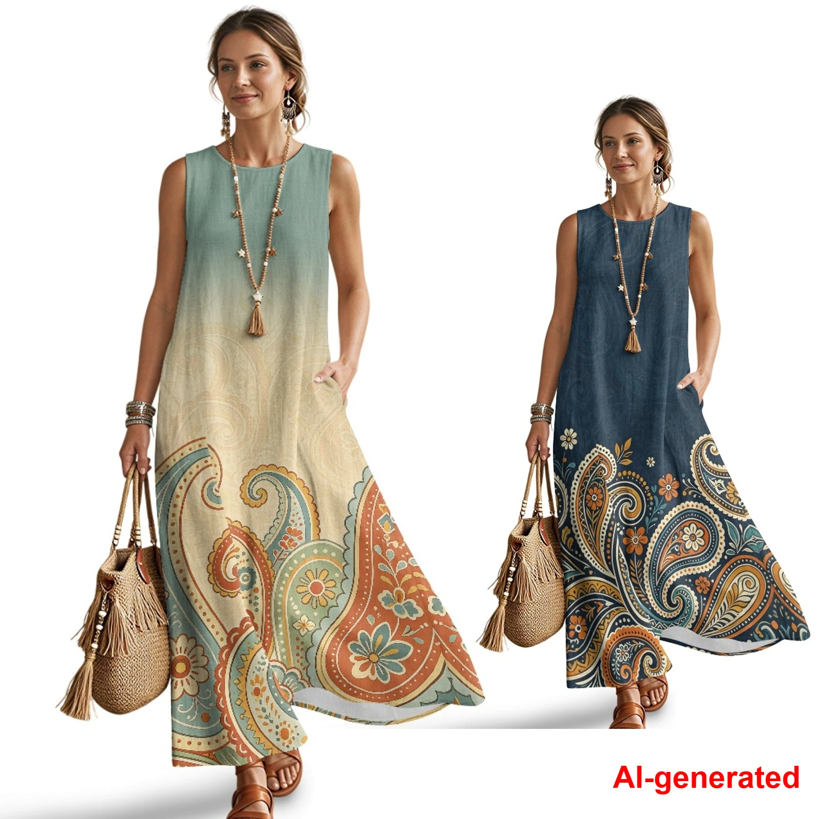 INSTANTARTS Imitation Linen Loose Vest Long Skirt Paisley Womens Loose Dress Sleeveless Casual Maxi Linen Clothes Vacation Dress
INSTANTARTS Imitation Linen Loose Vest Long Skirt Paisley Womens Loose Dress Sleeveless Casual Maxi Linen Clothes Vacation Dress