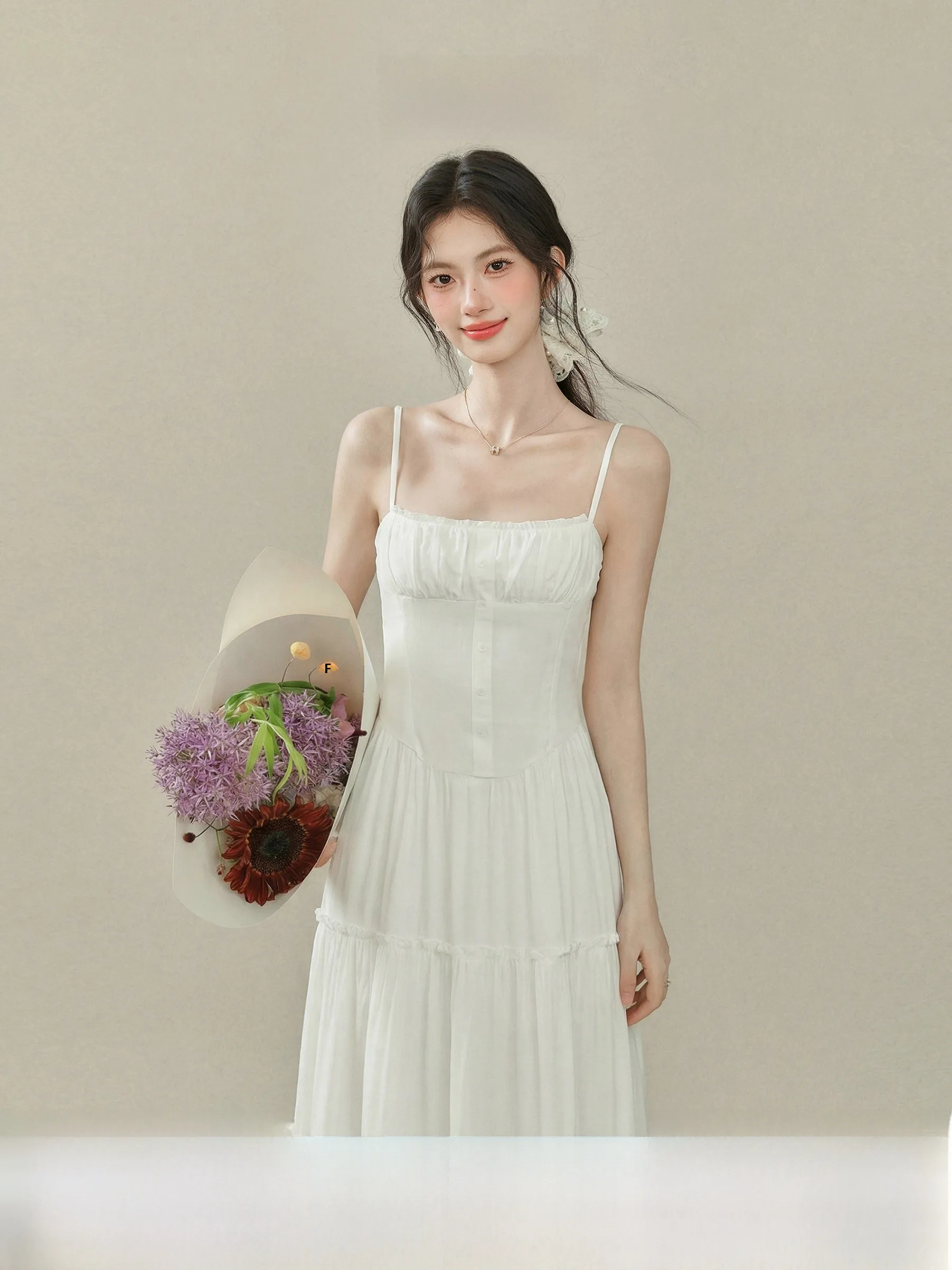 Sweet Waist-Cinching White Strapless Dress Women's Summer Design Sensation City Commute Style H-Line Dress by Yang Xue
Sweet Waist-Cinching White Strapless Dress Women's Summer Design Sensation City Commute Style H-Line Dress by Yang Xue