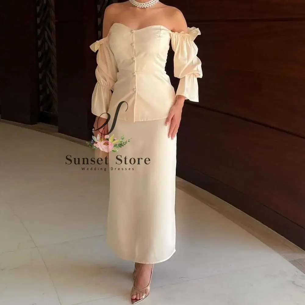 Customized Dresses Tea-Length Strapless Full Sleeve Evening Gown Fashion Button Backless Bow Lace-Up Party Gown
Customized Dresses Tea-Length Strapless Full Sleeve Evening Gown Fashion Button Backless Bow Lace-Up Party Gown