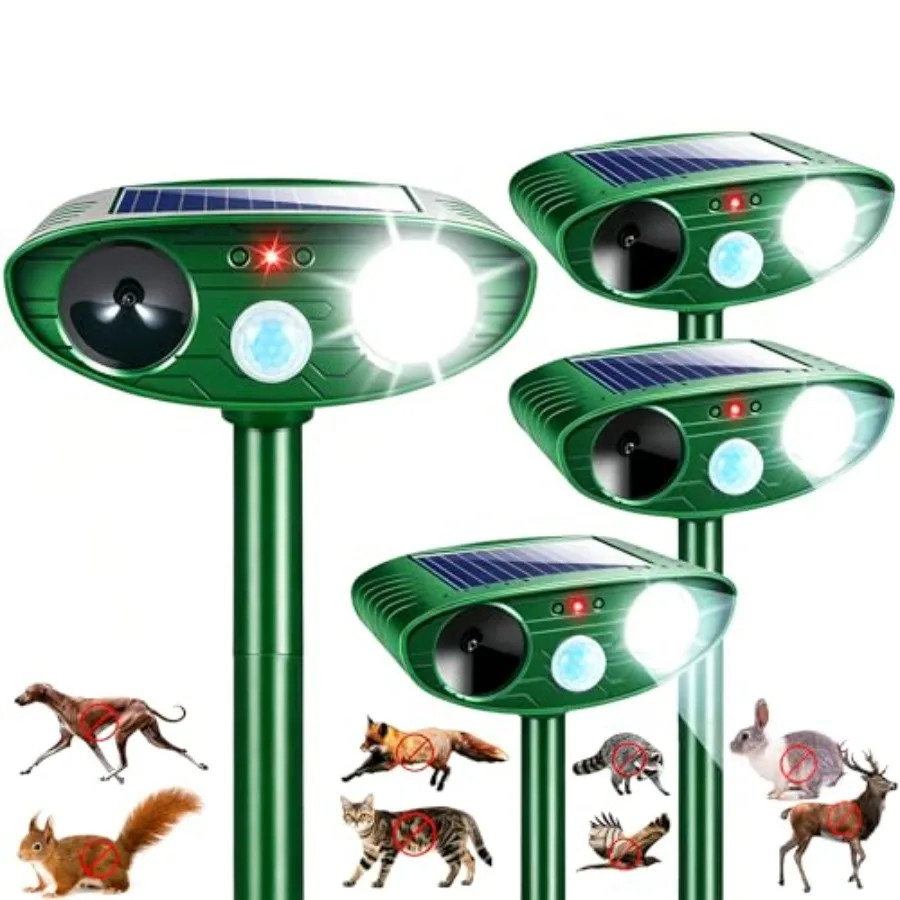 Outdoor solar-powered ultrasonic deer repellent devices for gardens, made of weather-resistant ABS plastic in black, featuring
Outdoor solar-powered ultrasonic deer repellent devices for gardens, made of weather-resistant ABS plastic in black, featuring