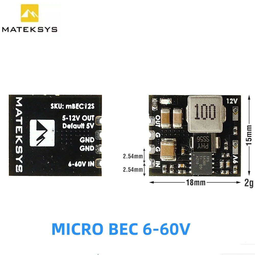 MATEK Mateksys MICRO BEC 6-60 В до 5 В/9 В/12 В-ADJ модуль понижающего регулятора для радиоуправляемой модели самолета, вертолета, FPV, гоночного дрона
MATEK Mateksys MICRO BEC 6-60 В до 5 В/9 В/12 В-ADJ модуль понижающего регулятора для радиоуправляемой модели самолета, вертолета, FPV, гоночного дрона