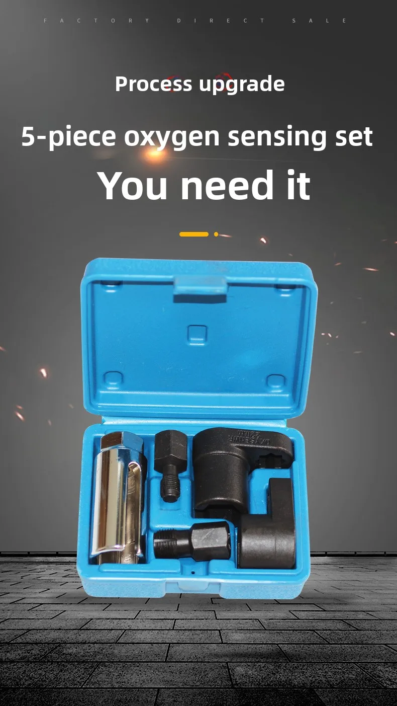 5-Piece Oxygen Sensor Socket Set, Removal Socket with Thread Tapping Function for Auto Oxygen Sensor Repair
5-Piece Oxygen Sensor Socket Set, Removal Socket with Thread Tapping Function for Auto Oxygen Sensor Repair