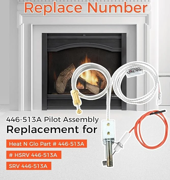 446-513A Pilot Assembly Propane Gas kit for Heat-N-Glo Fireplace and Log Sets sl2000 4000 5000 6000 with Thermopile Pilot Tubing
446-513A Pilot Assembly Propane Gas kit for Heat-N-Glo Fireplace and Log Sets sl2000 4000 5000 6000 with Thermopile Pilot Tubing