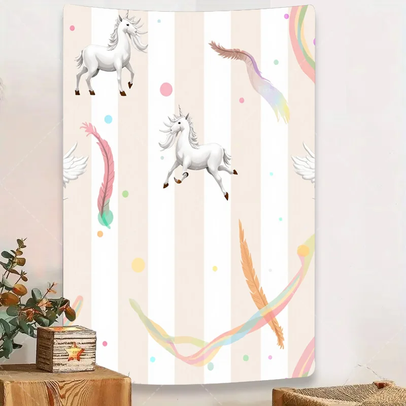 Chic Unicorn & Rainbow Striped Tapestry – Boho Room Decor Wall Hanging, Magical Kids Bedroom or Dorm Aesthetic Decoration
Chic Unicorn & Rainbow Striped Tapestry – Boho Room Decor Wall Hanging, Magical Kids Bedroom or Dorm Aesthetic Decoration
