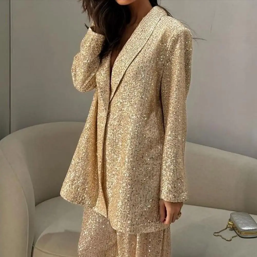 Commuting Trousers Sequin Party Outfit Set with Baggy Shirt Wide Leg Pants Mid Length Coat for Women for Parties Clubs
Commuting Trousers Sequin Party Outfit Set with Baggy Shirt Wide Leg Pants Mid Length Coat for Women for Parties Clubs
