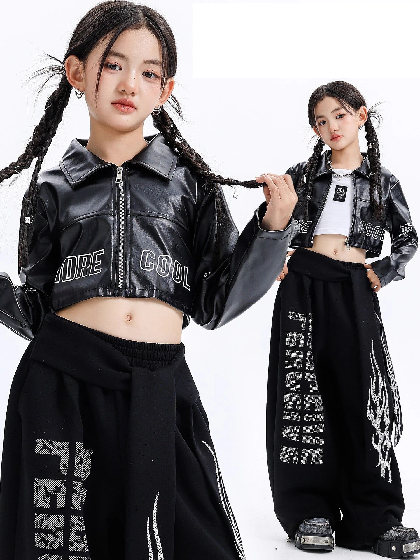 Модная одежда для девочек 2025 года, наряды для джазовых танцев, черная кожаная короткая куртка, брюки в стиле хип-хоп, костюм для современного танца BL17144
Модная одежда для девочек 2025 года, наряды для джазовых танцев, черная кожаная короткая куртка, брюки в стиле хип-хоп, костюм для современного танца BL17144