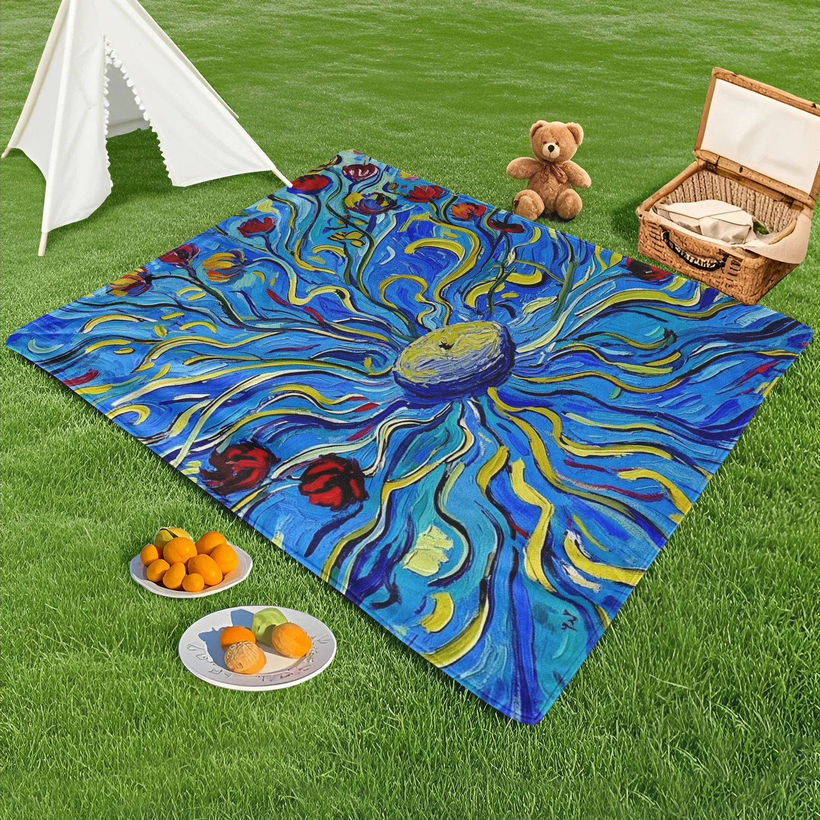 Vincent Van Gogh Inspired Abstract Oil Painting Flower Design Blue Outdoor Blanket For Picnics And Outdoor Adventures
Vincent Van Gogh Inspired Abstract Oil Painting Flower Design Blue Outdoor Blanket For Picnics And Outdoor Adventures
